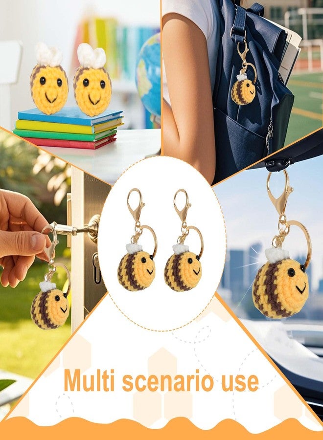 Tizee 2 Pcs Handmade Crochet Bees Keychain - Bag Charms Key Rings, Gifts for Women Girls,Handbag Backpack Purse Accessories - Image 2